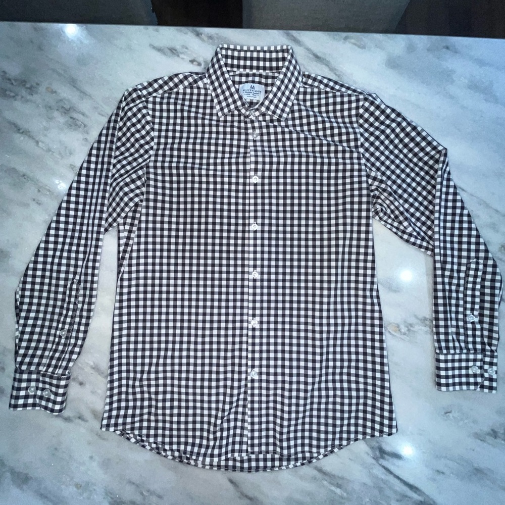 Mizzen+Main Navy and White Casual Shirt
